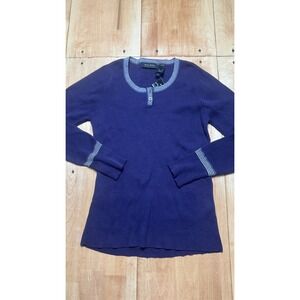 Axcess Liz‎ Claiborne Womens XL Thai Violet Purple Ribbed Cotton Henley Sweater